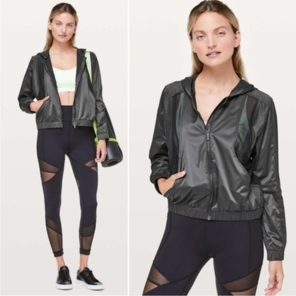 Lululemon Before Dawn Jacket Black Mesh Panels Lightweight Zip Hoodie Size 8 - Picture 2 of 11